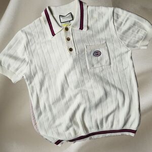 Gucci White Polo with Burgundy-Trim Collar and Hem
